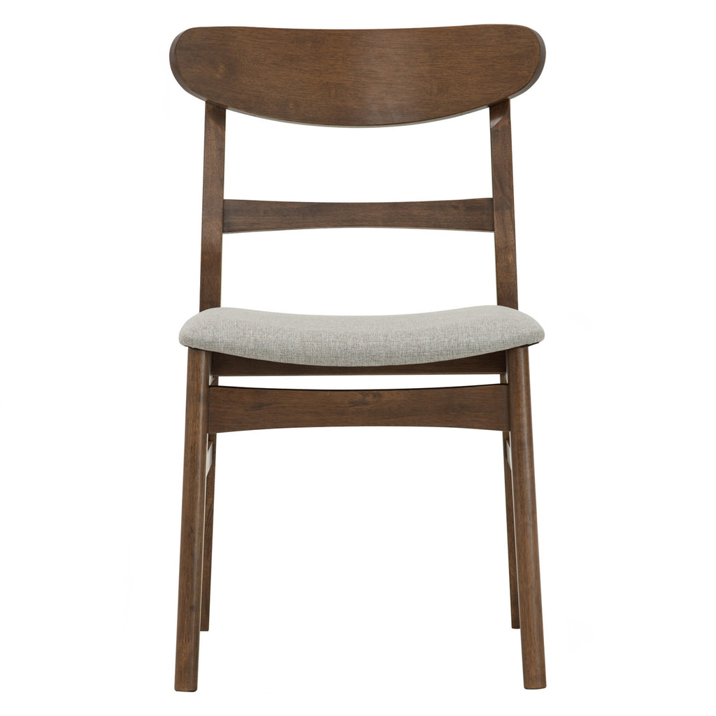 (2set) Marlo dining chair in Cocoa colour frame, Light Grey colour Challis fabric cushion seat.