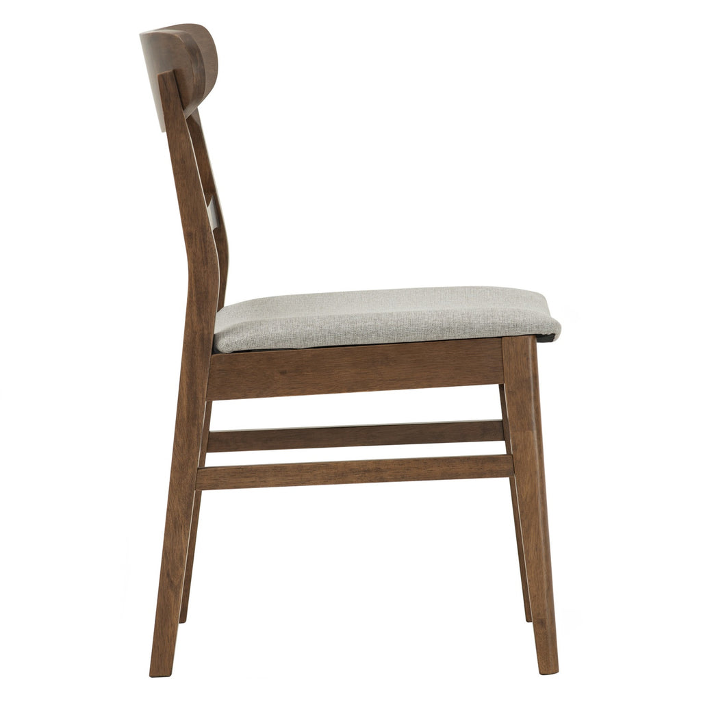 (2set) Marlo dining chair in Cocoa colour frame, Light Grey colour Challis fabric cushion seat.