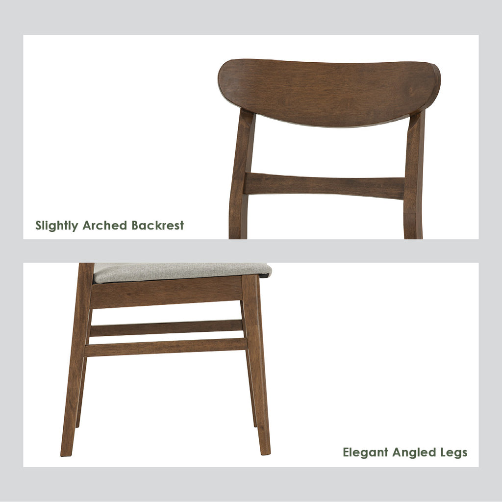 (2set) Marlo dining chair in Natural colour frame, Battleship Grey colour Challis fabric cushion seat