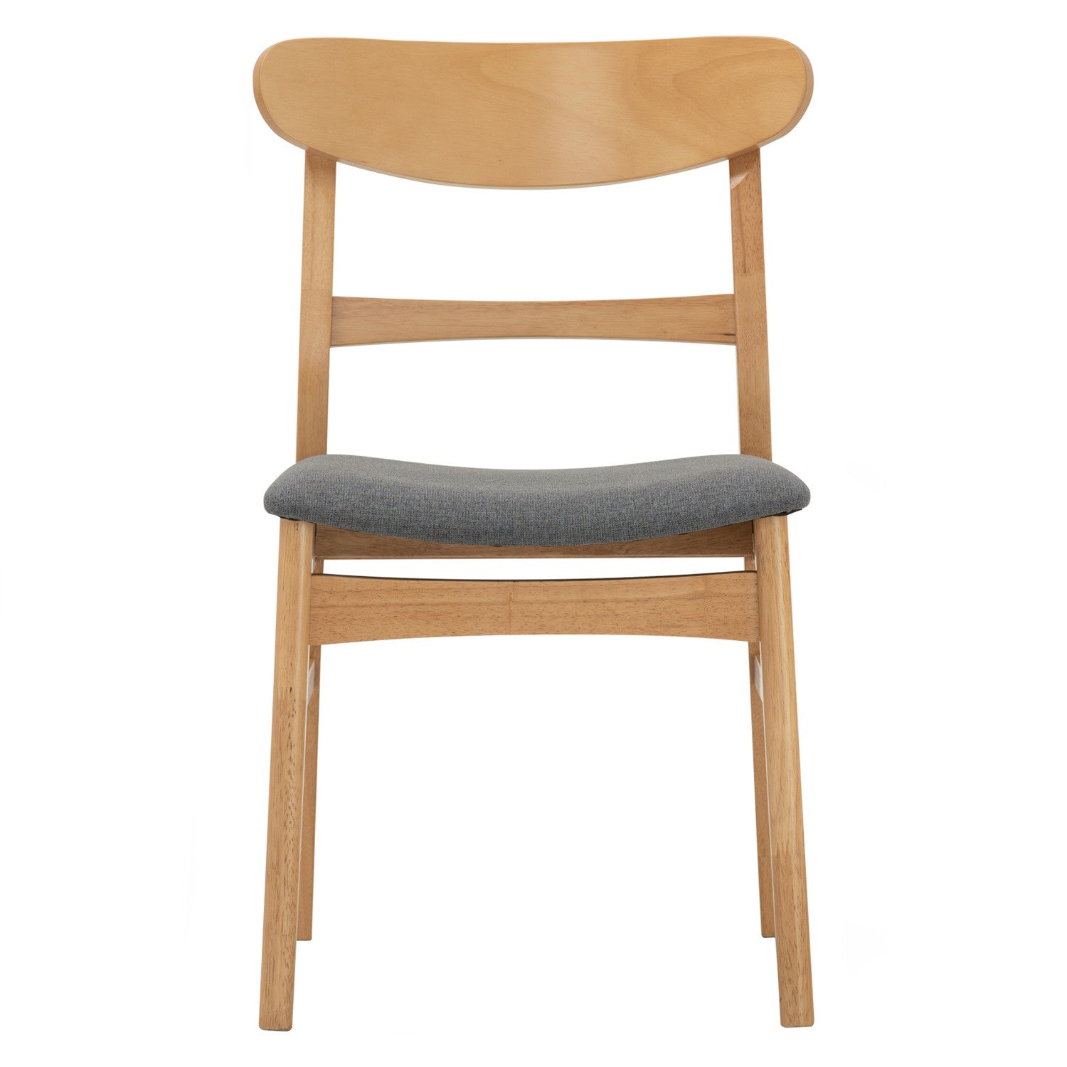 (2set) Marlo dining chair in Natural colour frame, Battleship Grey colour Challis fabric cushion seat