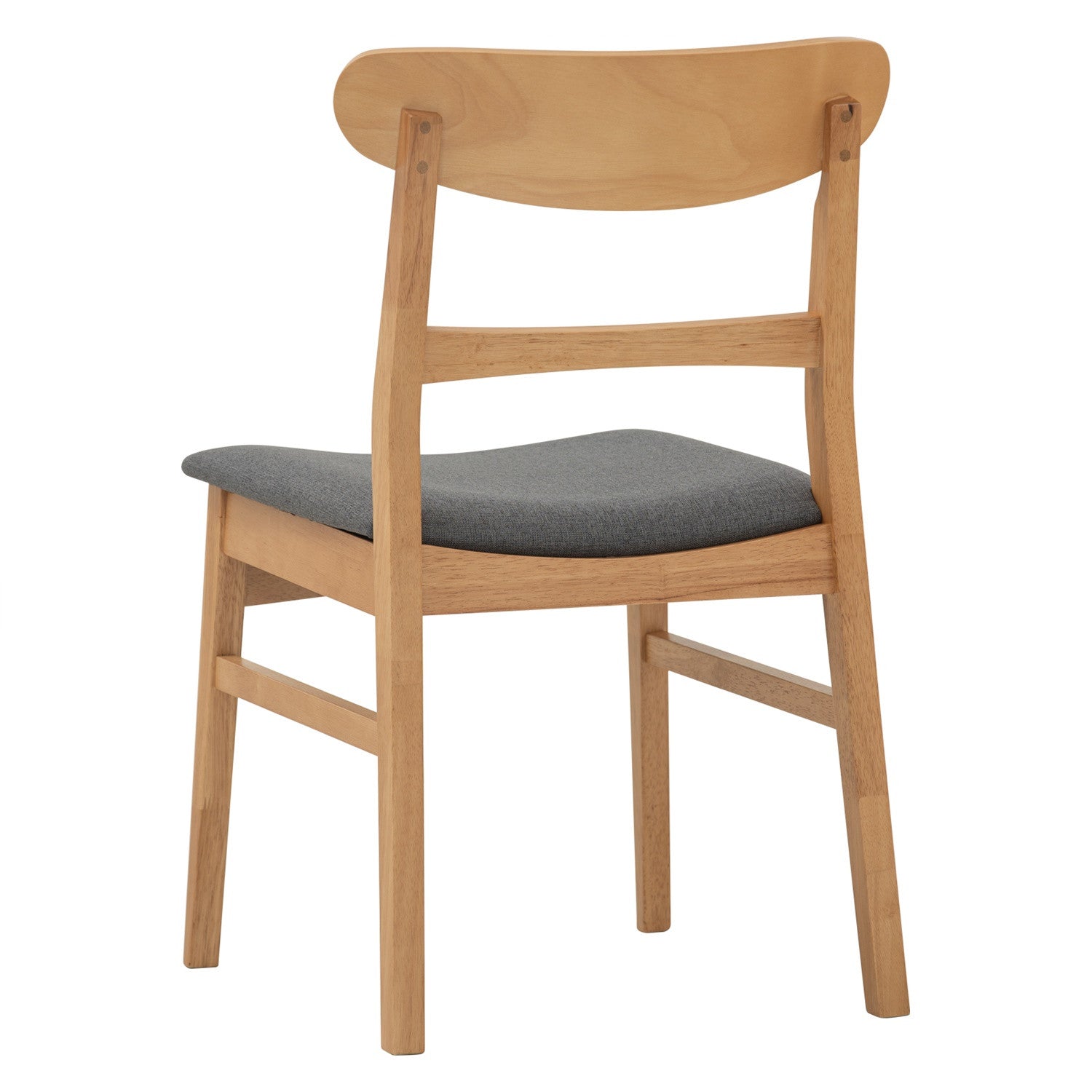 (2set) Marlo dining chair in Natural colour frame, Battleship Grey colour Challis fabric cushion seat