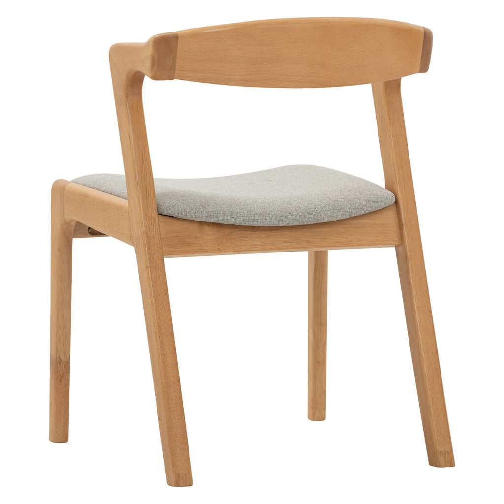 (2set) Nazo dining chair in Natural colour frame, Light Grey colour Challis fabric cushion seat.