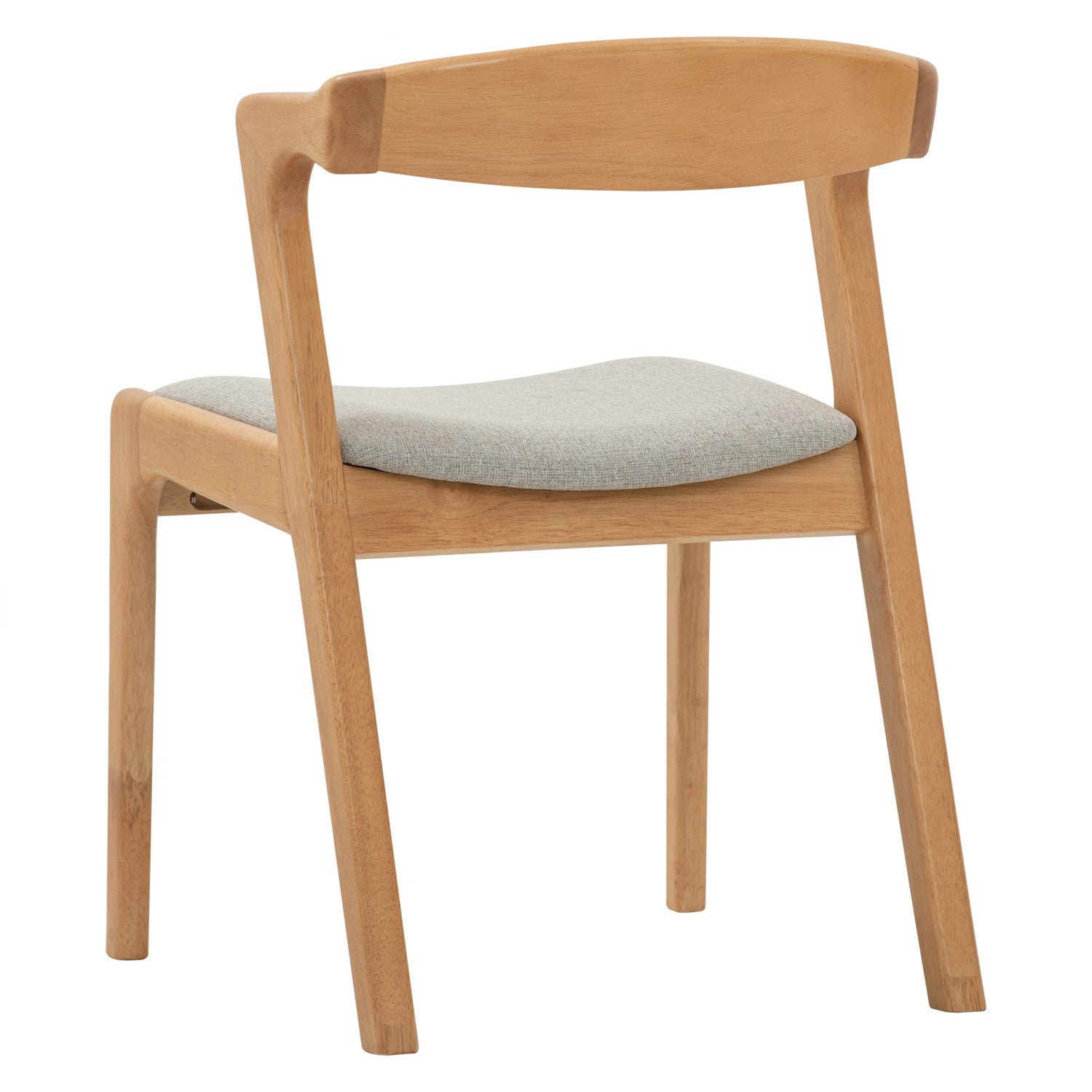 (2set) Nazo dining chair in Natural colour frame, Light Grey colour Challis fabric cushion seat.
