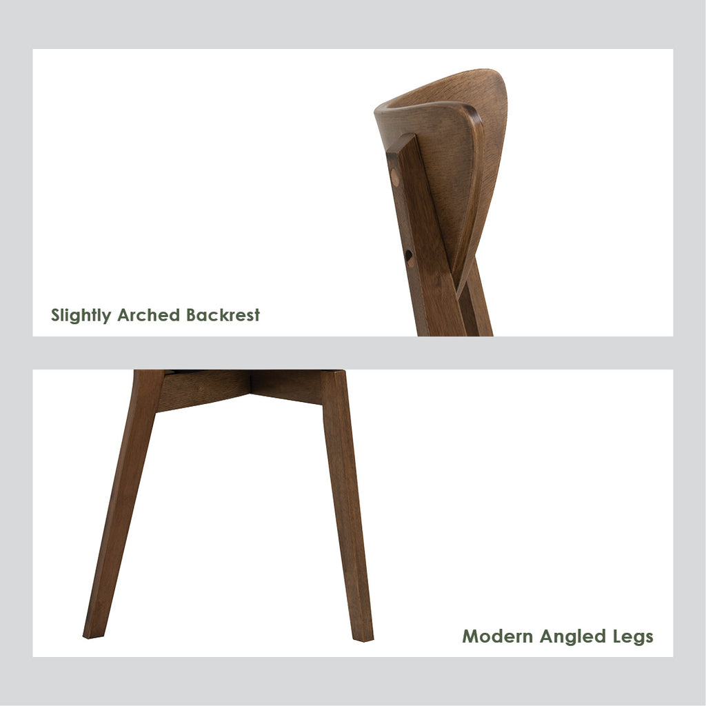 (2Sets) Naida dining chair in Natural colour frame, White lacquered backrest, Light Grey colour Drill fabric.