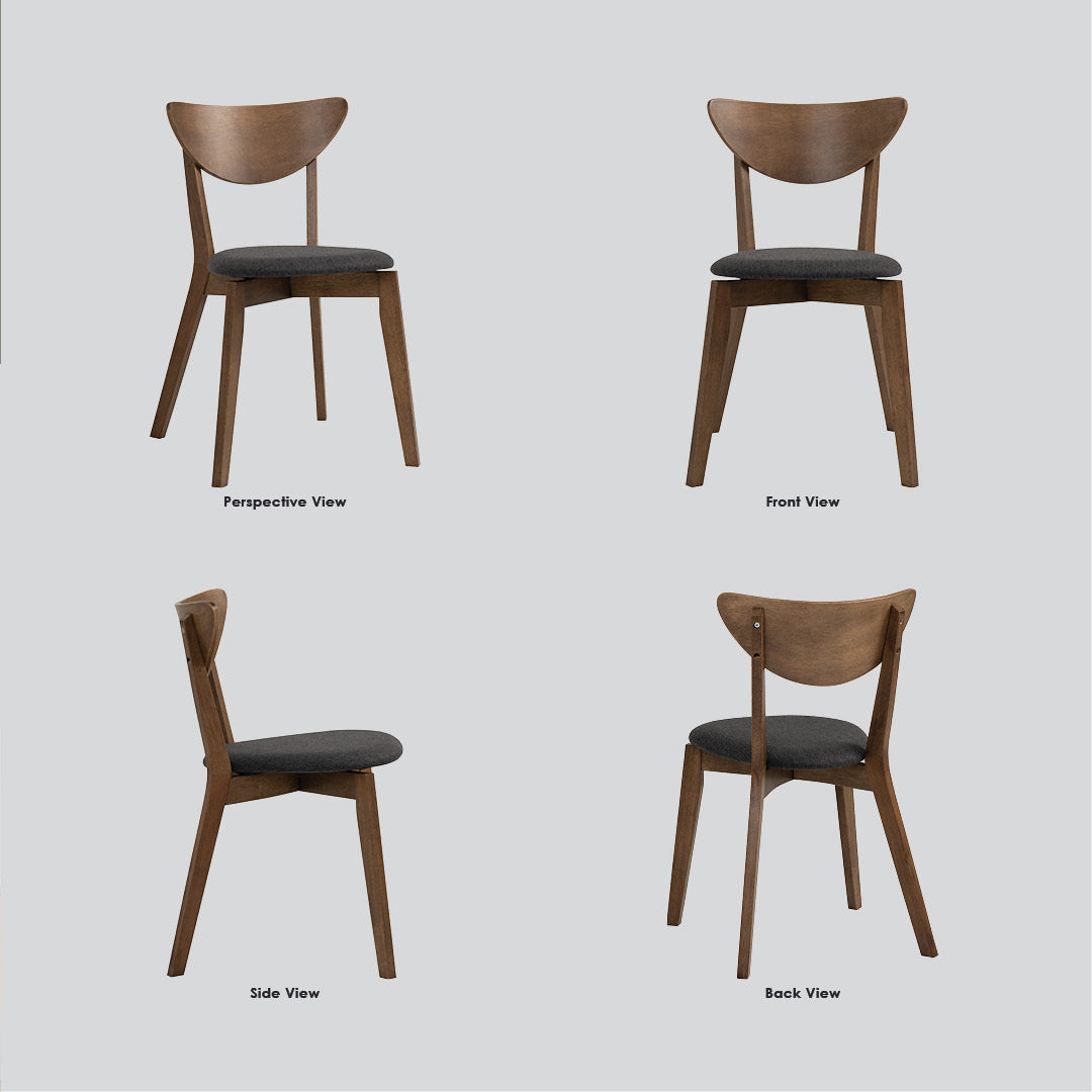 (2Sets) Naida dining chair in Cocoa colour frame, Cocoa colour backrest, Seal colour Dimity fabric