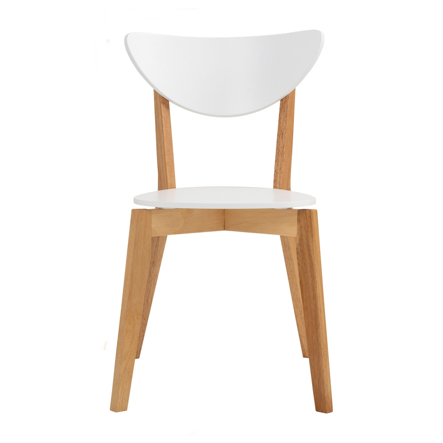 (2 Sets) Naida dining chair in Natural colour frame, White lacquered backrest, White lacquered seat.