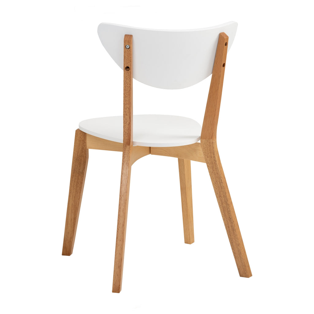 (2 Sets) Naida dining chair in Natural colour frame, White lacquered backrest, White lacquered seat.