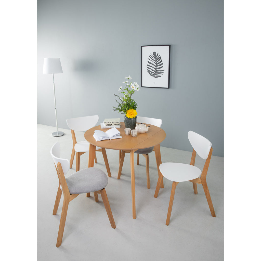(2 Sets) Naida dining chair in Natural colour frame, White lacquered backrest, White lacquered seat.