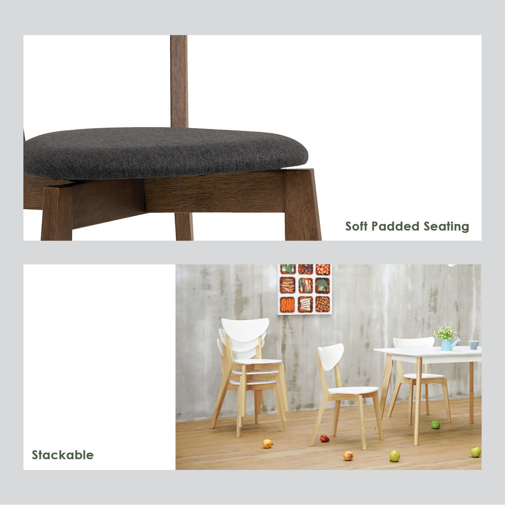 (2 Sets) Naida dining chair in Natural colour frame, White lacquered backrest, White lacquered seat.