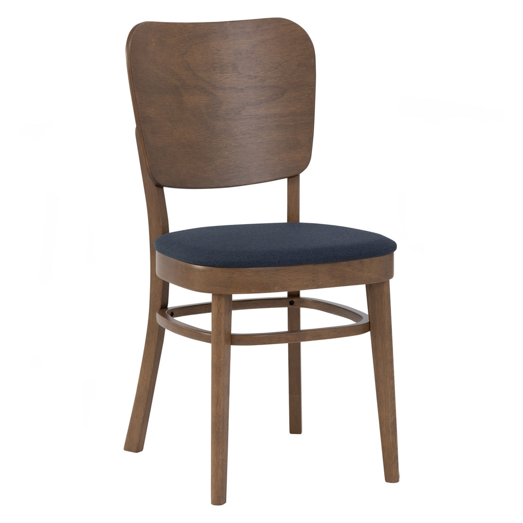 (2Sets)Beverly dining chair in Cocoa colour frame, Navy colour Challis fabric (With stretcher).