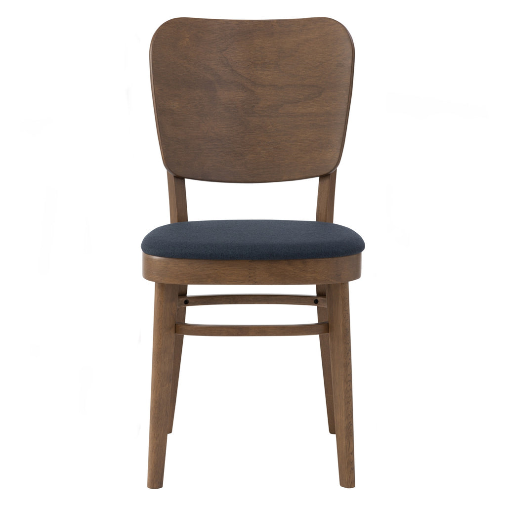 (2Sets)Beverly dining chair in Cocoa colour frame, Navy colour Challis fabric (With stretcher).