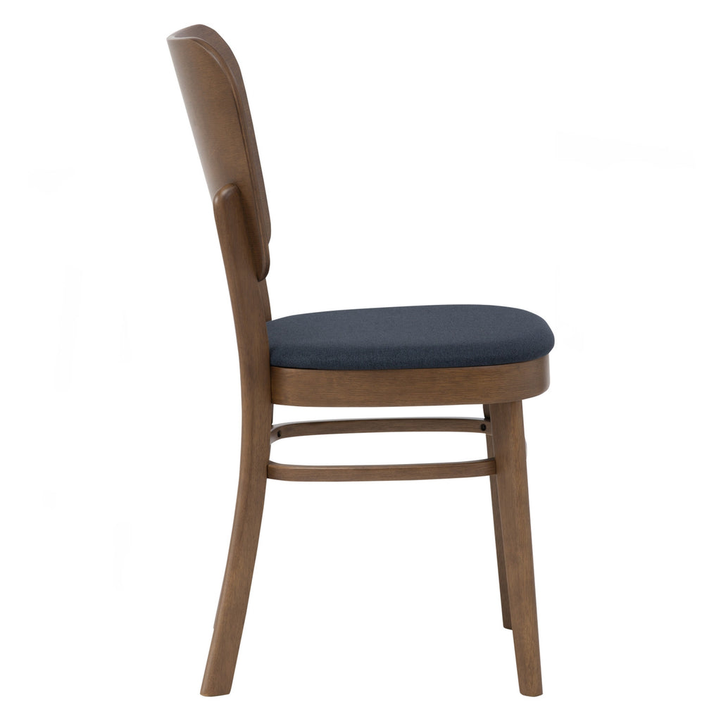 (2Sets)Beverly dining chair in Cocoa colour frame, Navy colour Challis fabric (With stretcher).