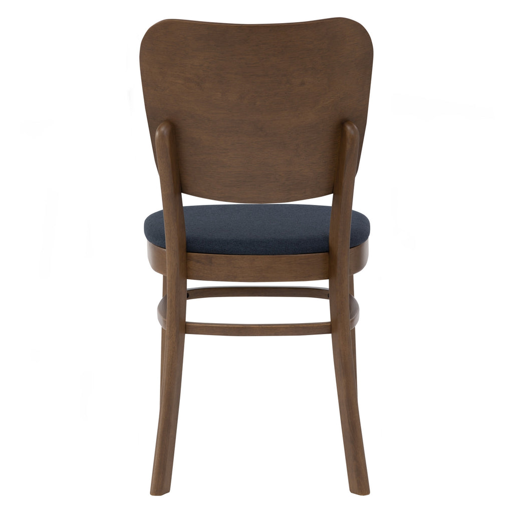 (2Sets)Beverly dining chair in Cocoa colour frame, Navy colour Challis fabric (With stretcher).