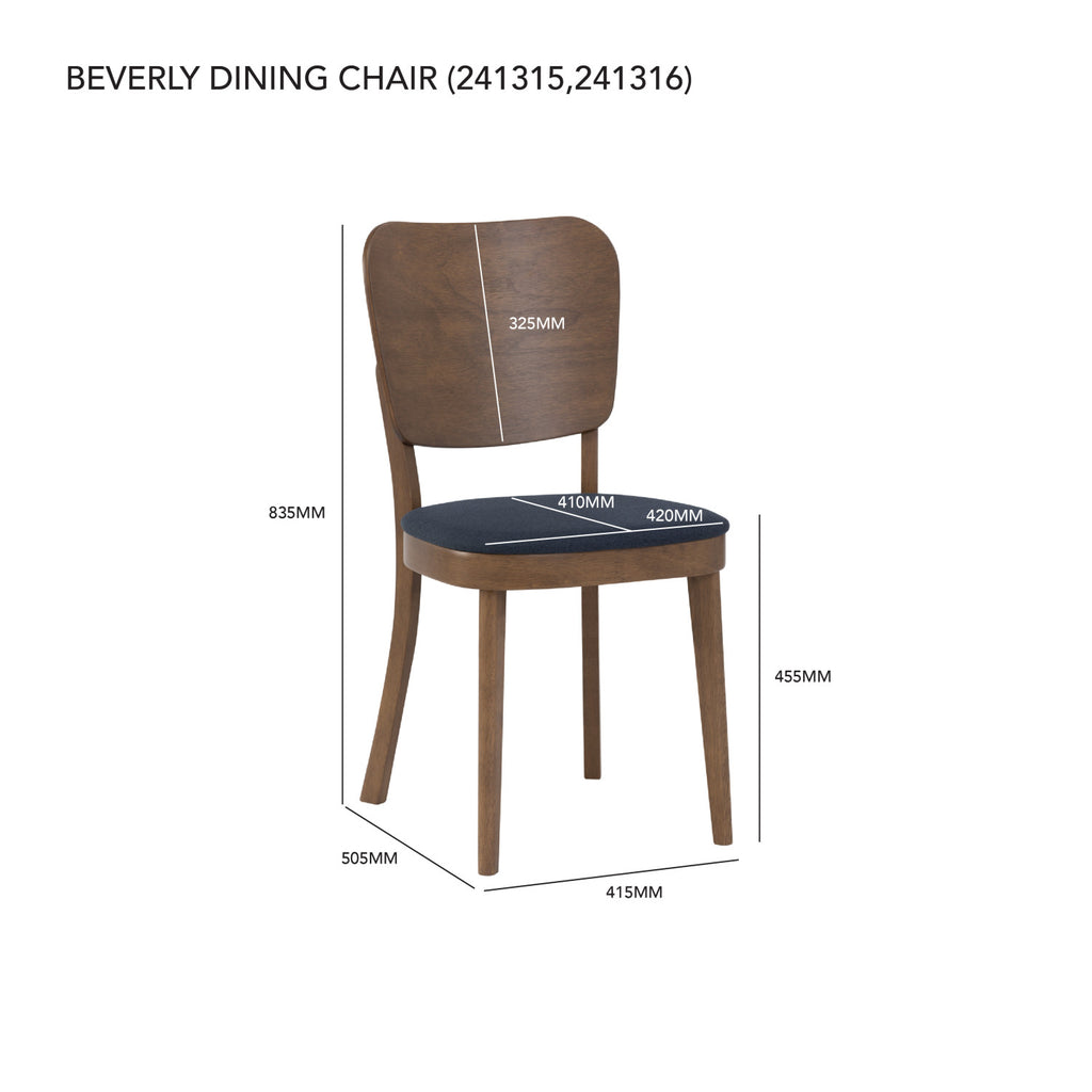 (2Sets)Beverly dining chair in Cocoa colour frame, Navy colour Challis fabric (With stretcher).
