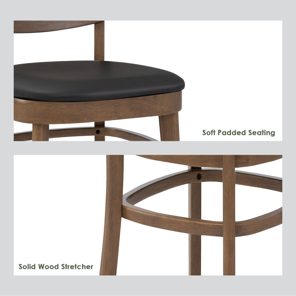 (2Sets)Beverly dining chair in Cocoa colour frame, Navy colour Challis fabric (With stretcher).