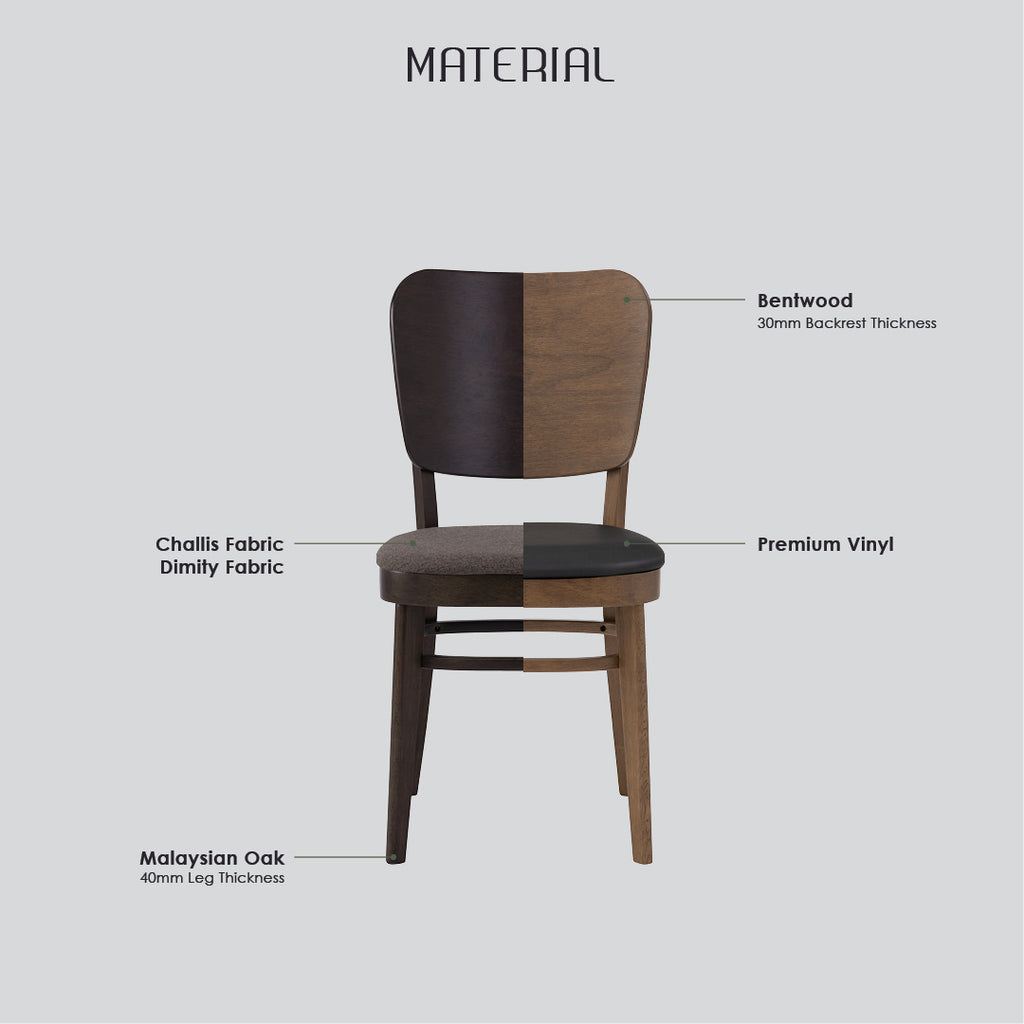 (2 Sets) Beverly dining chair in Cocoa colour frame, Espresso colour Premium Vinyl (With stretcher).