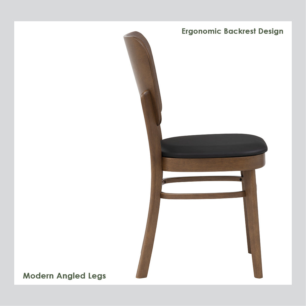 (2 Sets) Beverly dining chair in Cocoa colour frame, Espresso colour Premium Vinyl (With stretcher).