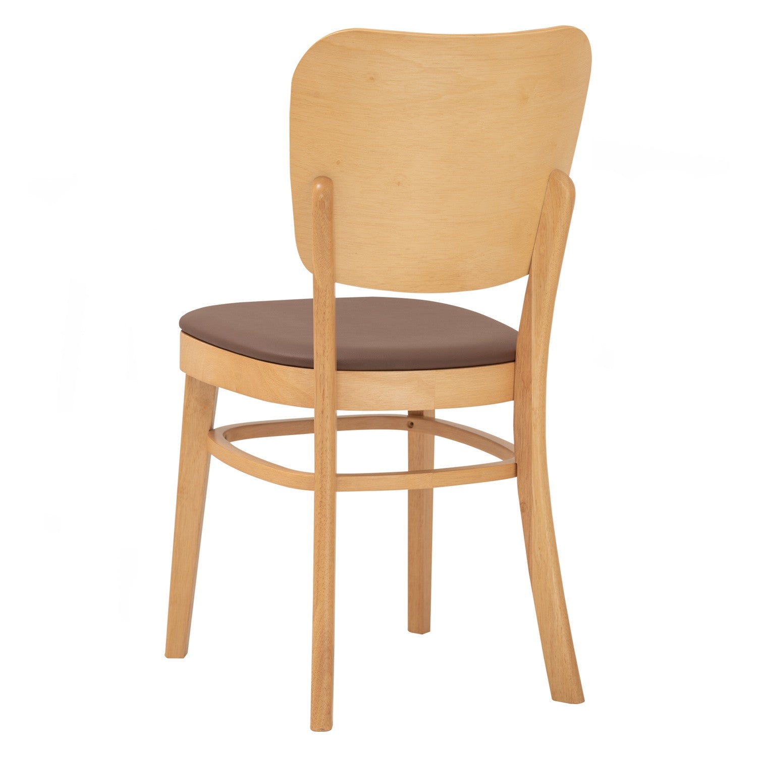 (2 Sets) Beverly dining chair in Natural colour frame, Mocha colour Premium Vinyl (With stretcher)