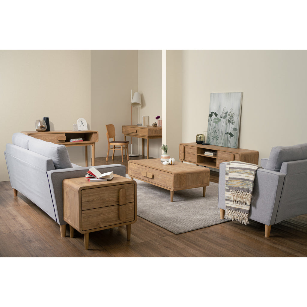 (2 Sets) Beverly dining chair in Natural colour frame, Mocha colour Premium Vinyl (With stretcher)