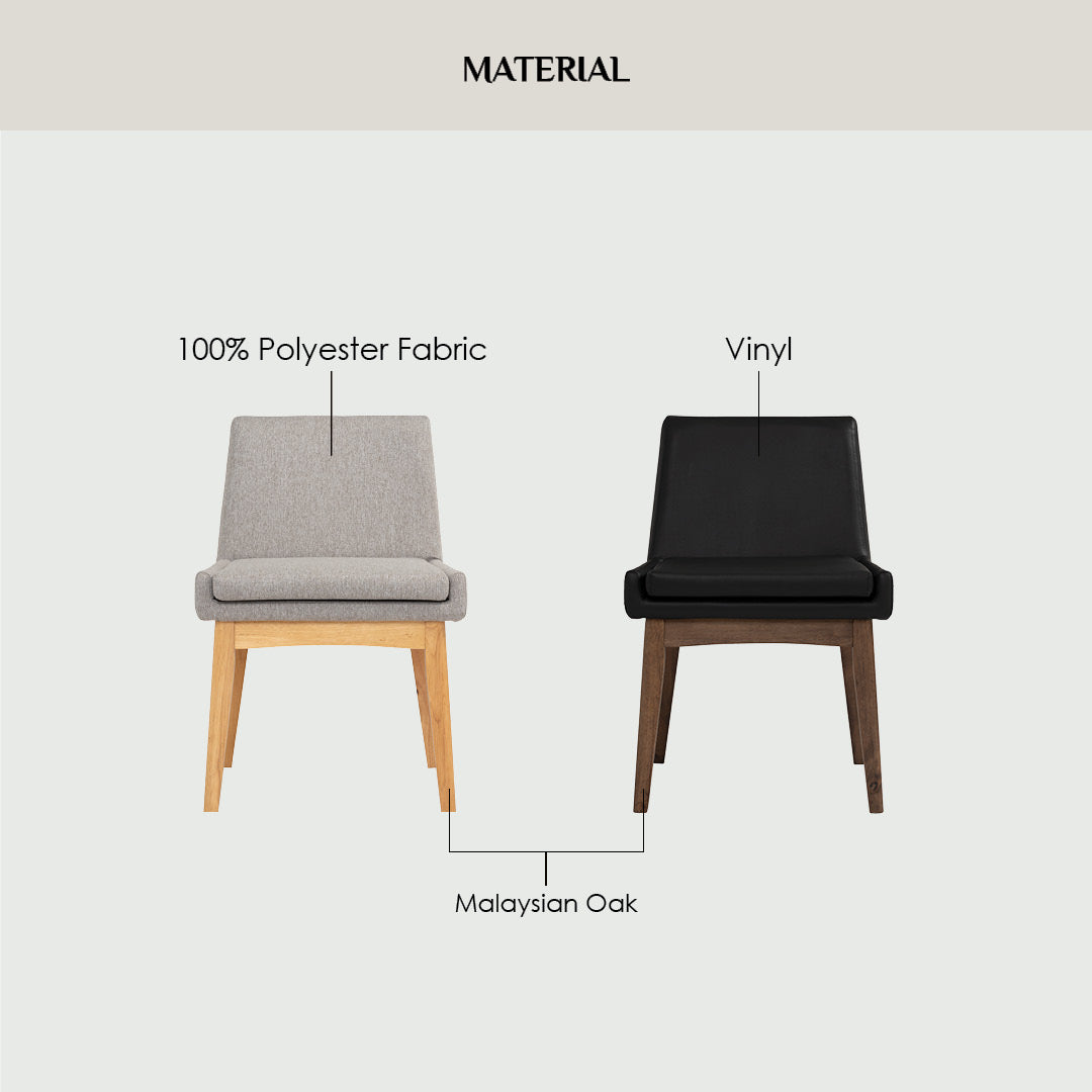 (2 Sets) Chanel dining chair in Cocoa colour leg, Seal colour Dimity fabric frame.