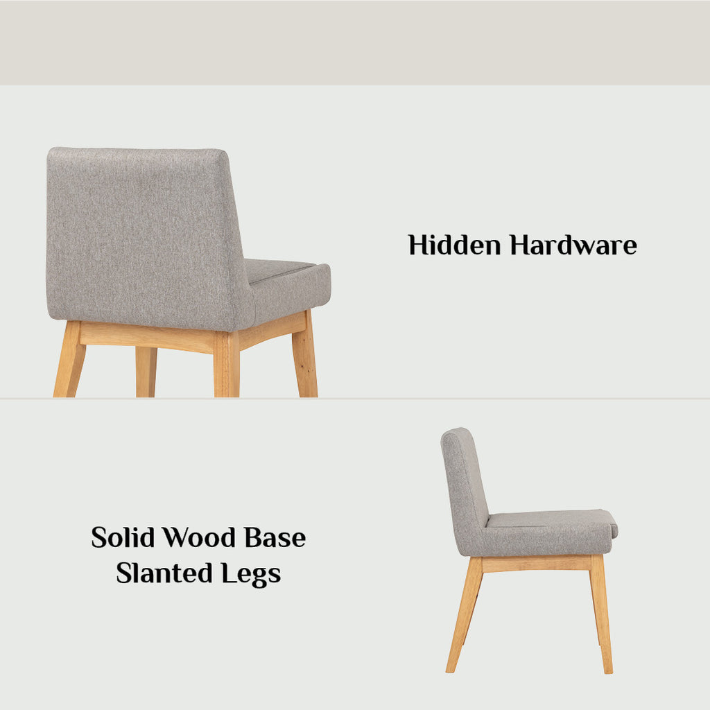 (2 Sets) Chanel dining chair in Cocoa colour leg, Seal colour Dimity fabric frame.