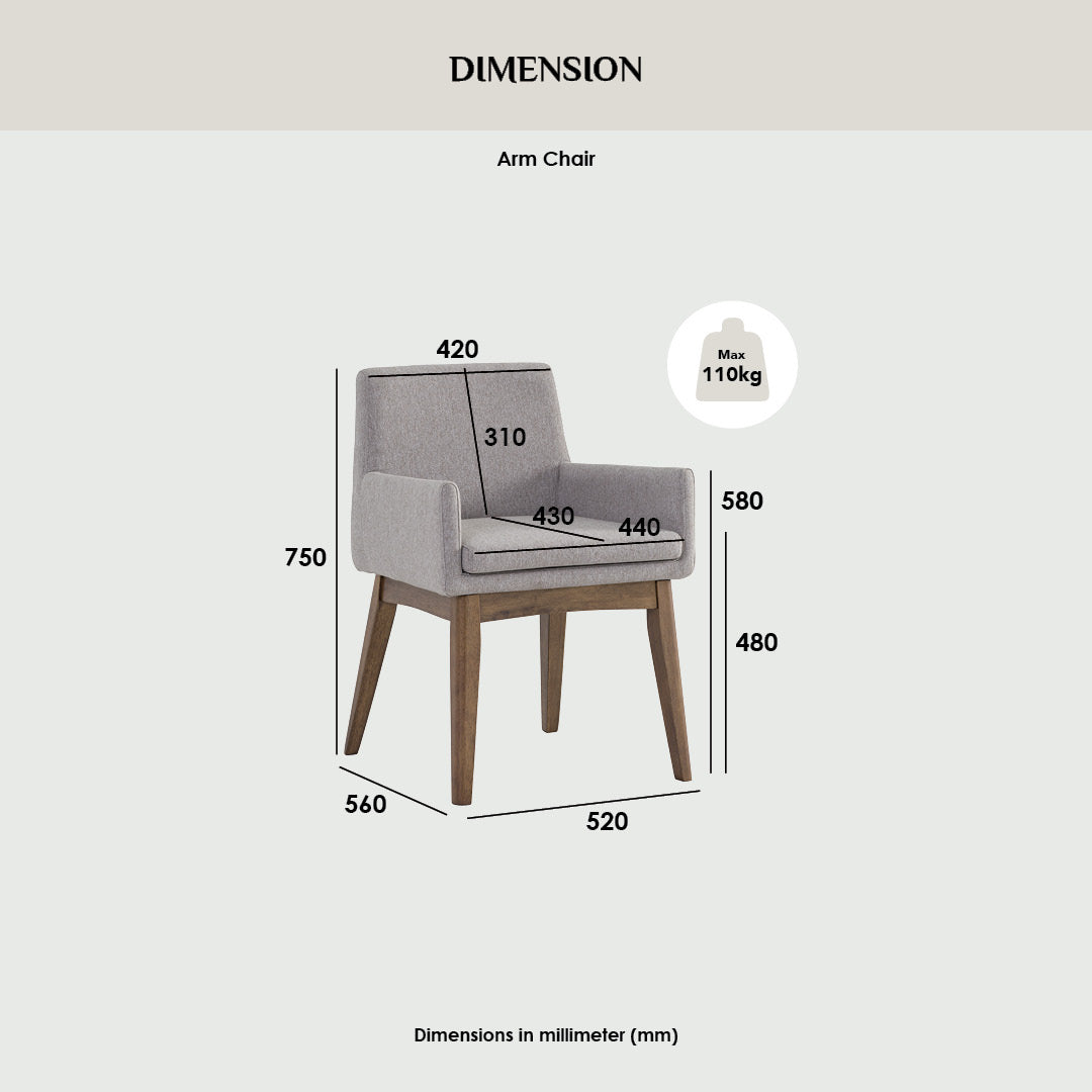 (2 Sets) Chanel dining chair in Cocoa colour leg, Seal colour Dimity fabric frame.