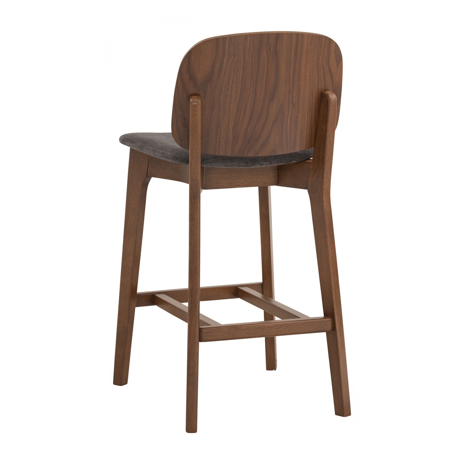 Cora counter chair in Cocoa colour frame, Walnut veneer back and Deep Grey colour Danny A fabric seat.