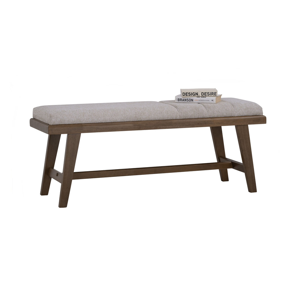 Tomiva 1.15m Bench with Cocoa colour leg, Beige colour Moleen fabric