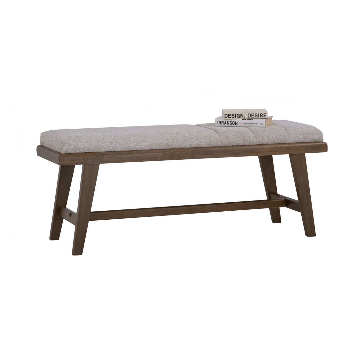 Tomiva 1.15m Bench with Cocoa colour leg, Beige colour Moleen fabric