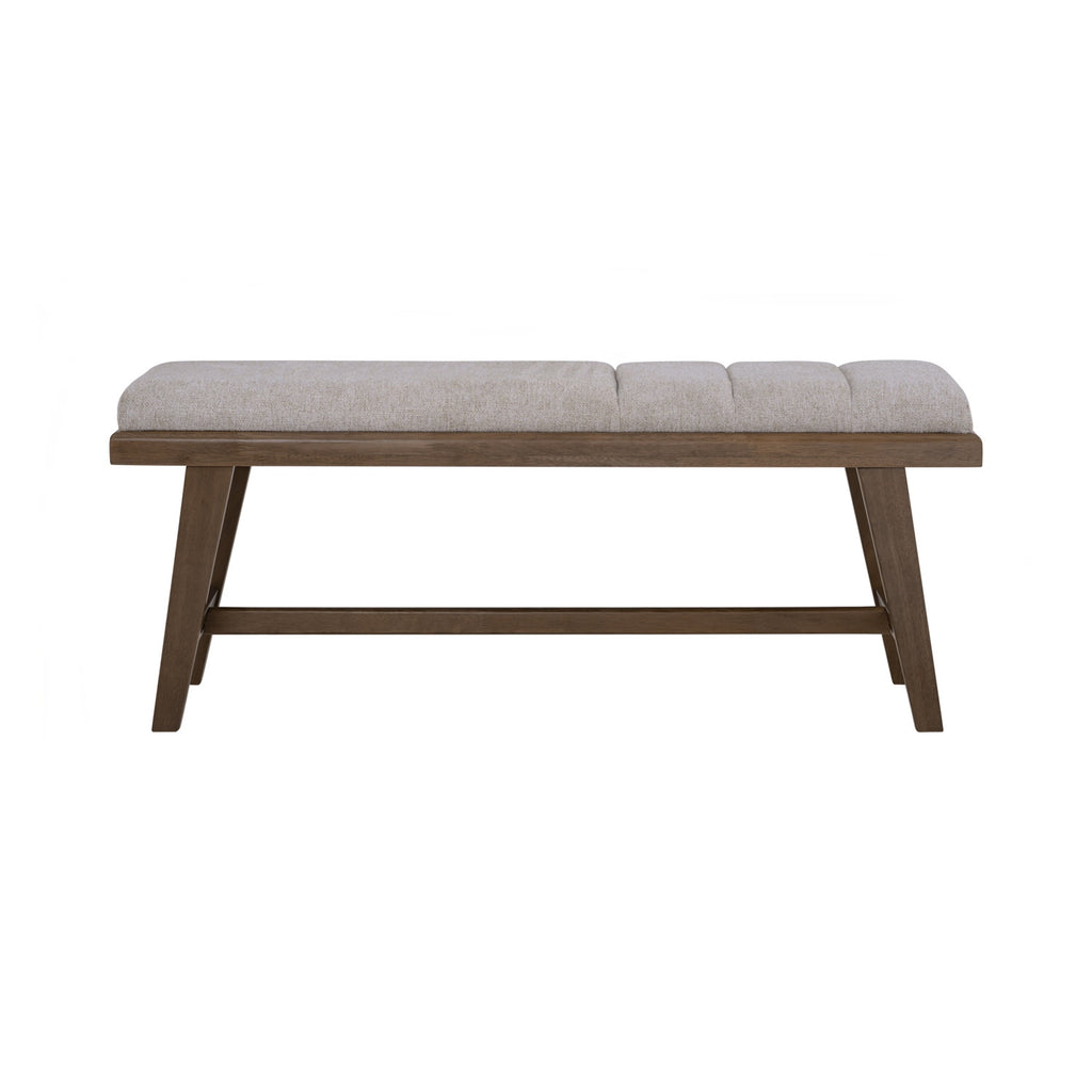 Tomiva 1.15m Bench with Cocoa colour leg, Beige colour Moleen fabric