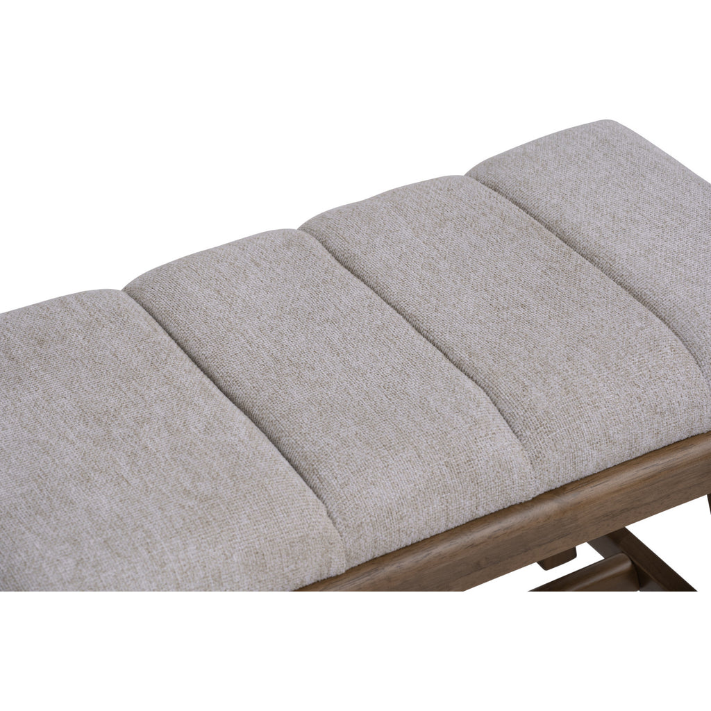 Tomiva 1.15m Bench with Cocoa colour leg, Beige colour Moleen fabric