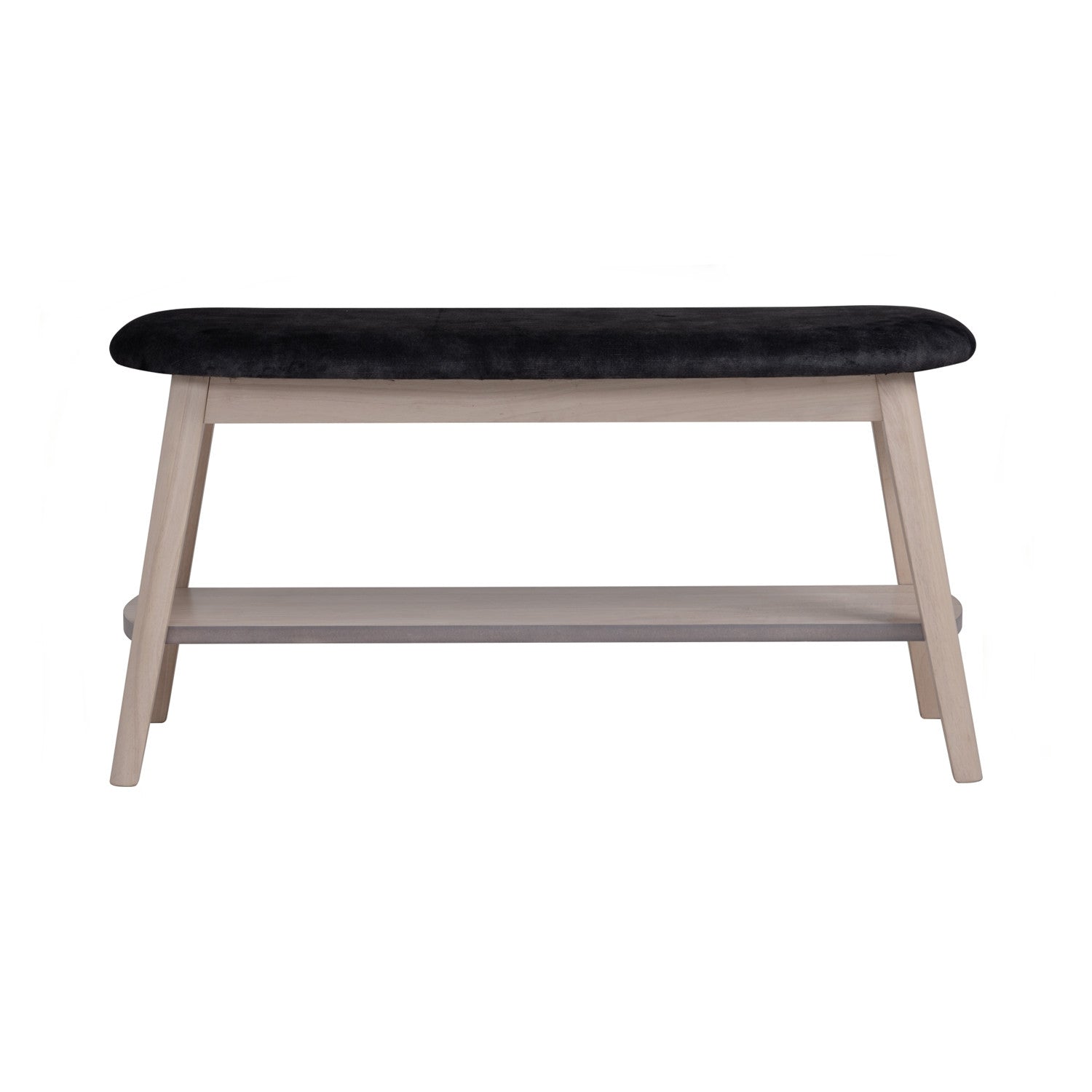 Ozel 0.9m Bench with White Wash colour leg, Black colour Arctus fabric