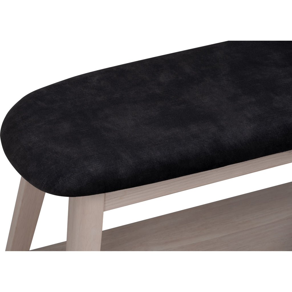Ozel 0.9m Bench with White Wash colour leg, Black colour Arctus fabric