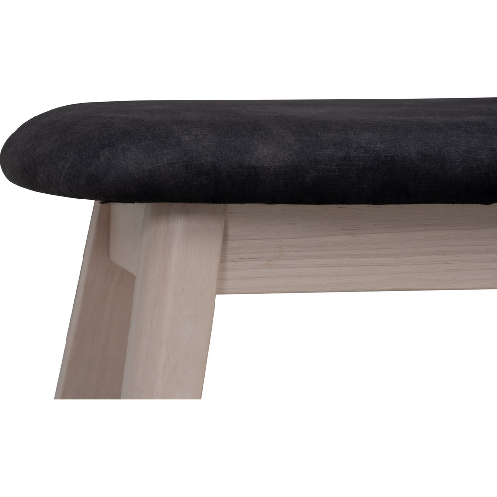 Ozel 0.9m Bench with White Wash colour leg, Black colour Arctus fabric