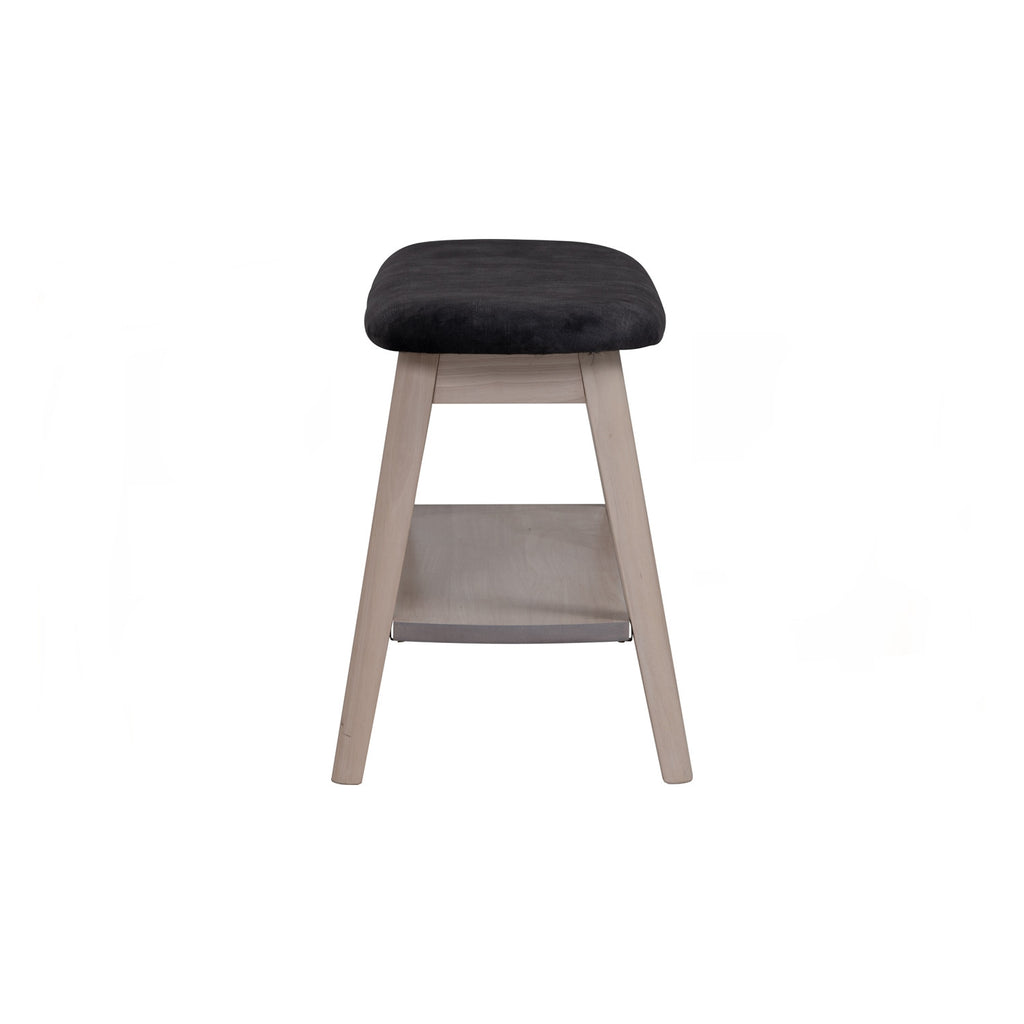 Ozel 0.9m Bench with White Wash colour leg, Black colour Arctus fabric