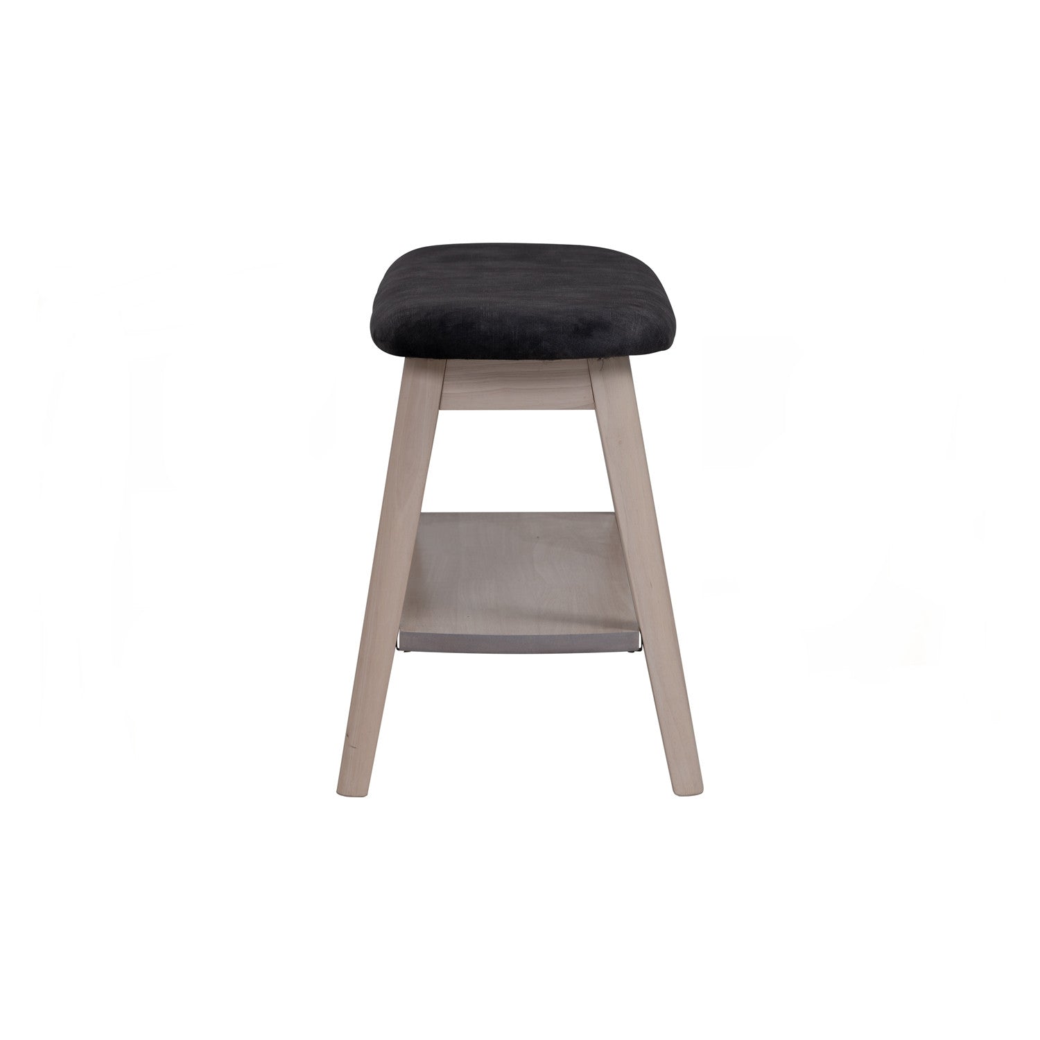 Ozel 0.9m Bench with White Wash colour leg, Black colour Arctus fabric