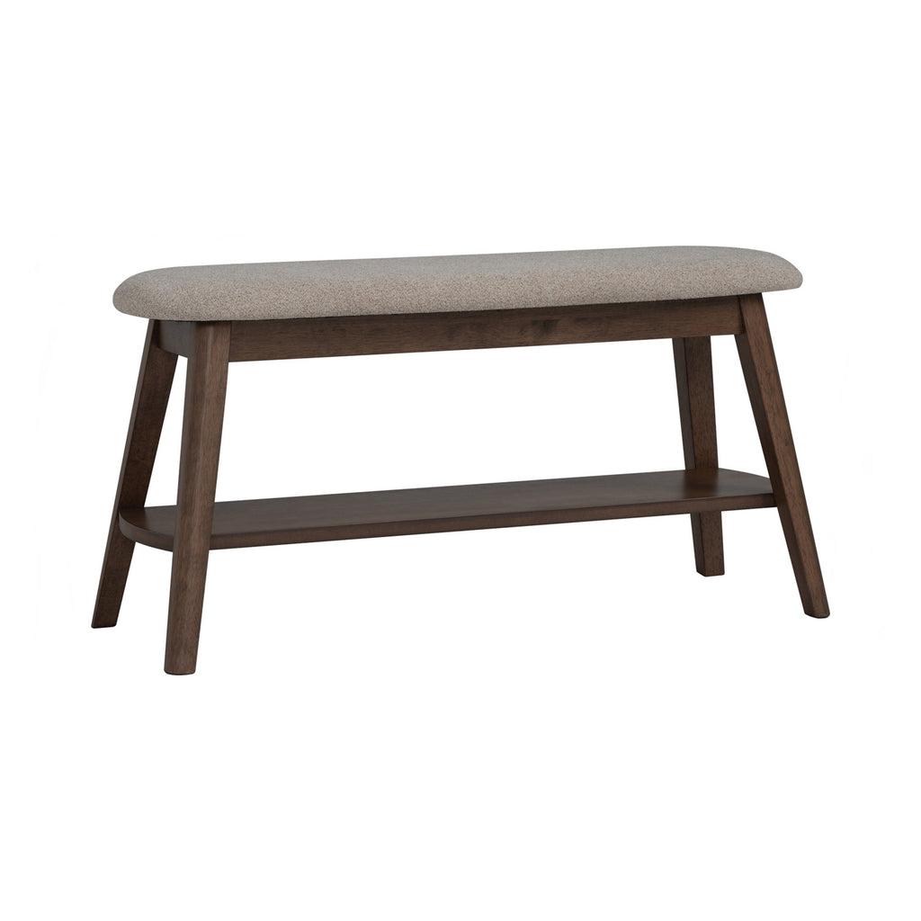 Ozel 0.9m Bench with Cocoa colour leg, Beige colour Bruta fabric