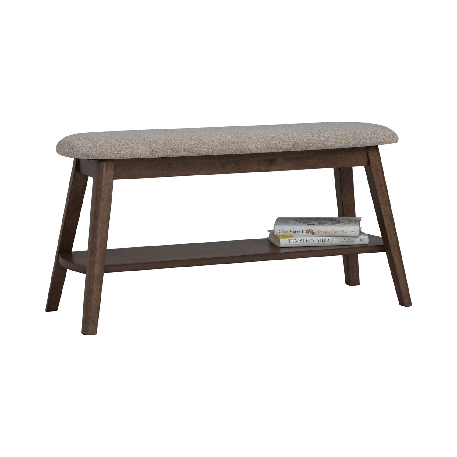 Ozel 0.9m Bench with Cocoa colour leg, Beige colour Bruta fabric