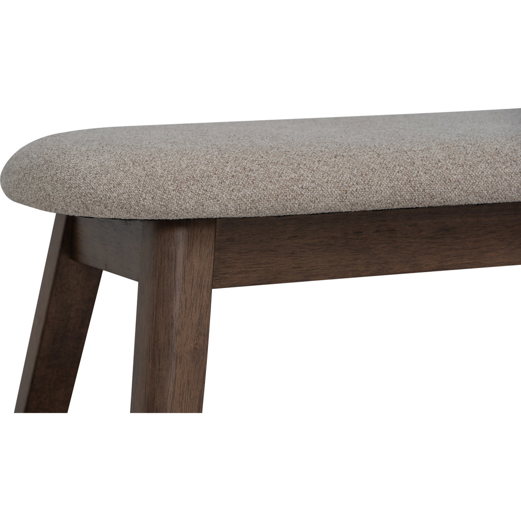 Ozel 0.9m Bench with Cocoa colour leg, Beige colour Bruta fabric