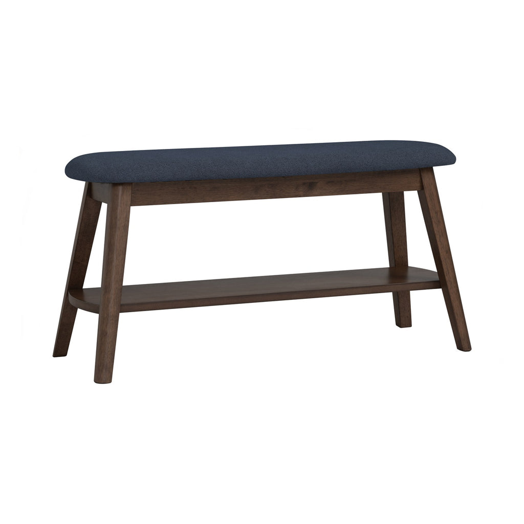 Ozel 0.9m Bench with Cocoa colour leg, Navy colour Challis fabric