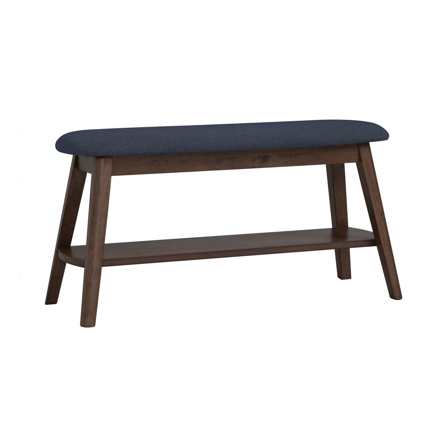 Ozel 0.9m Bench with Cocoa colour leg, Navy colour Challis fabric