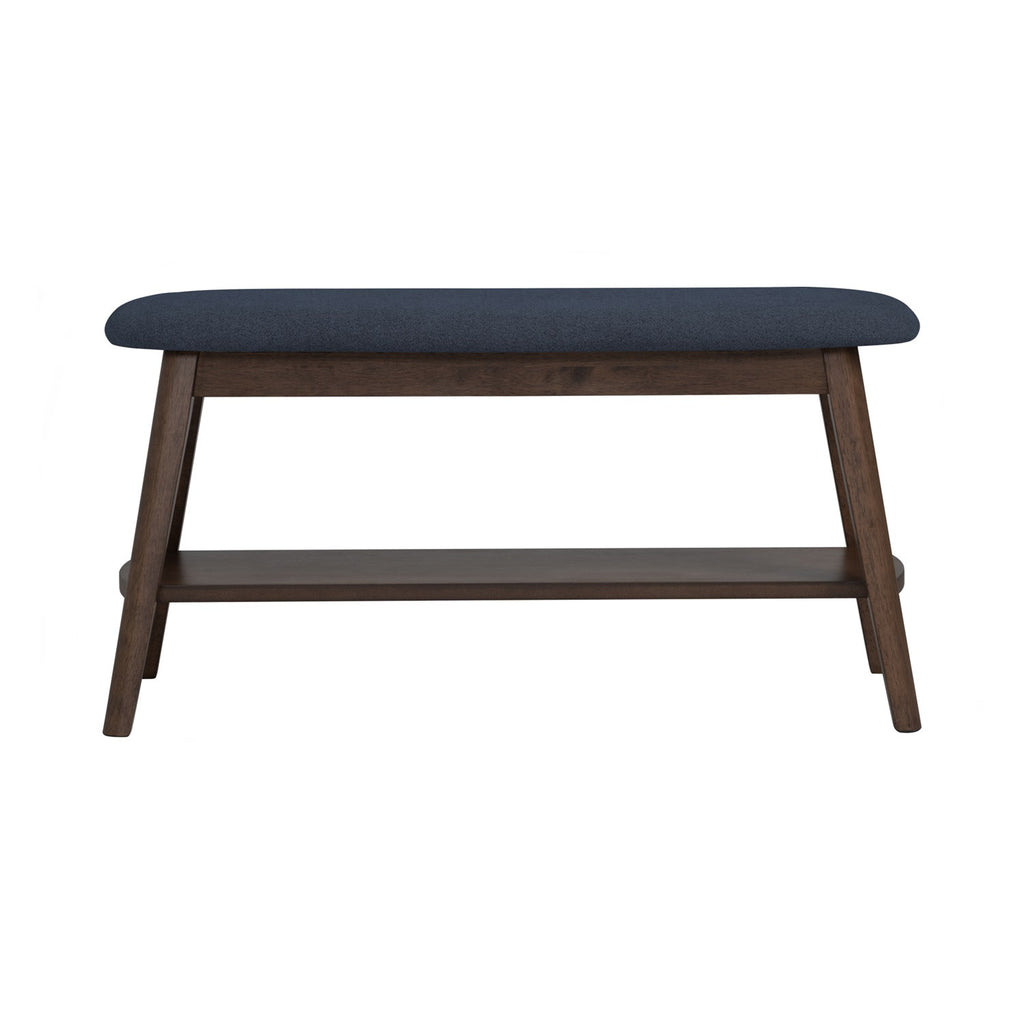 Ozel 0.9m Bench with Cocoa colour leg, Navy colour Challis fabric