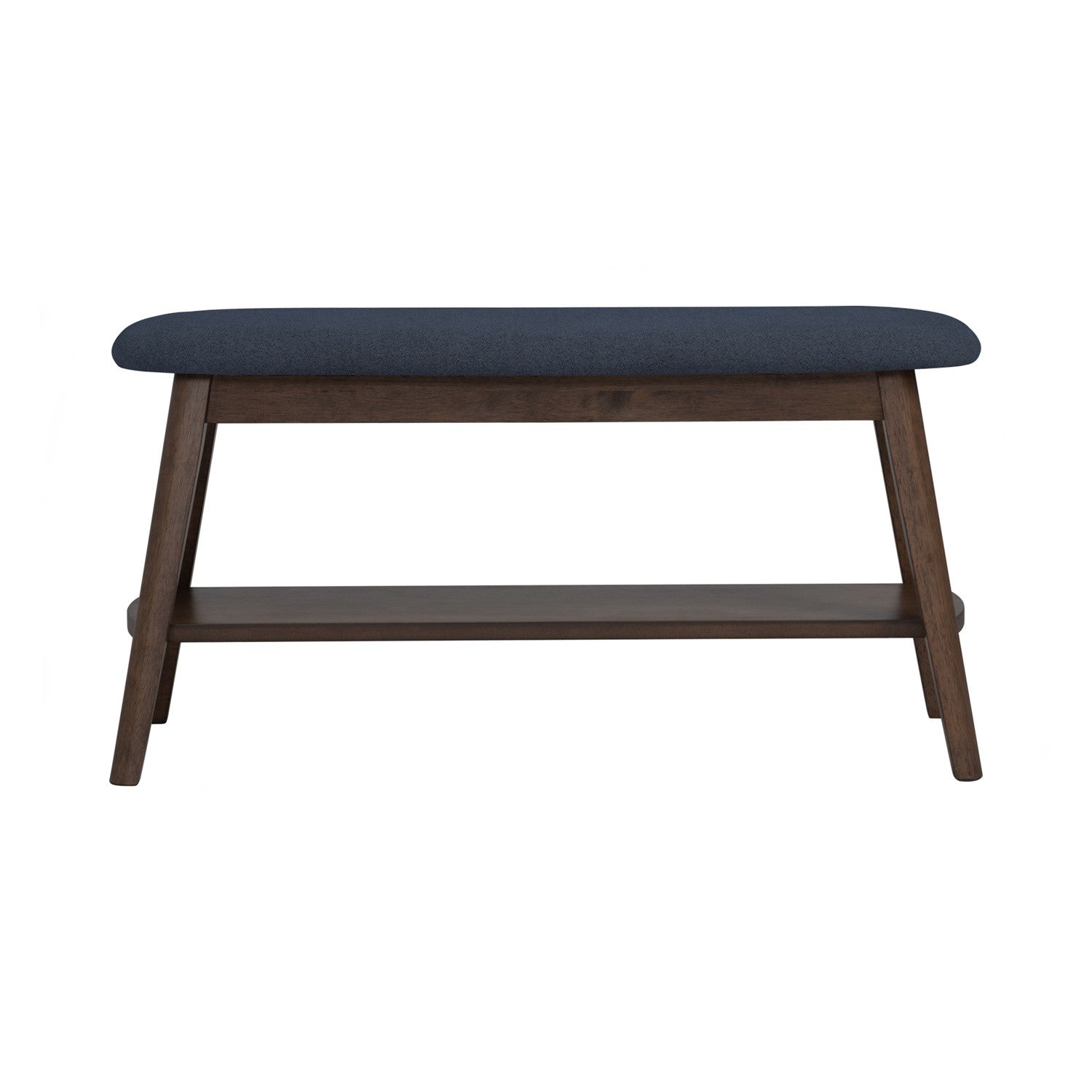 Ozel 0.9m Bench with Cocoa colour leg, Navy colour Challis fabric