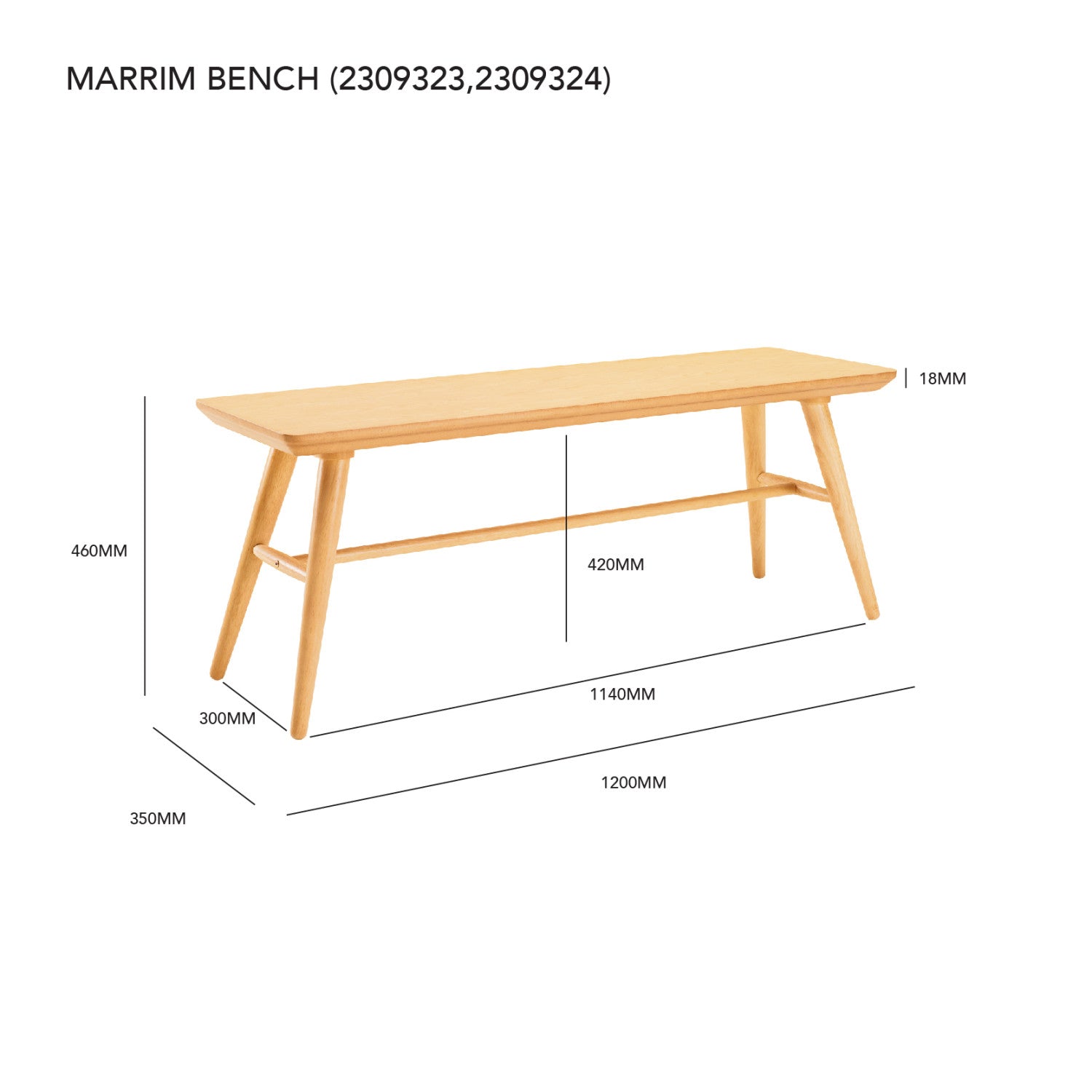 Marrim bench in Natural colour