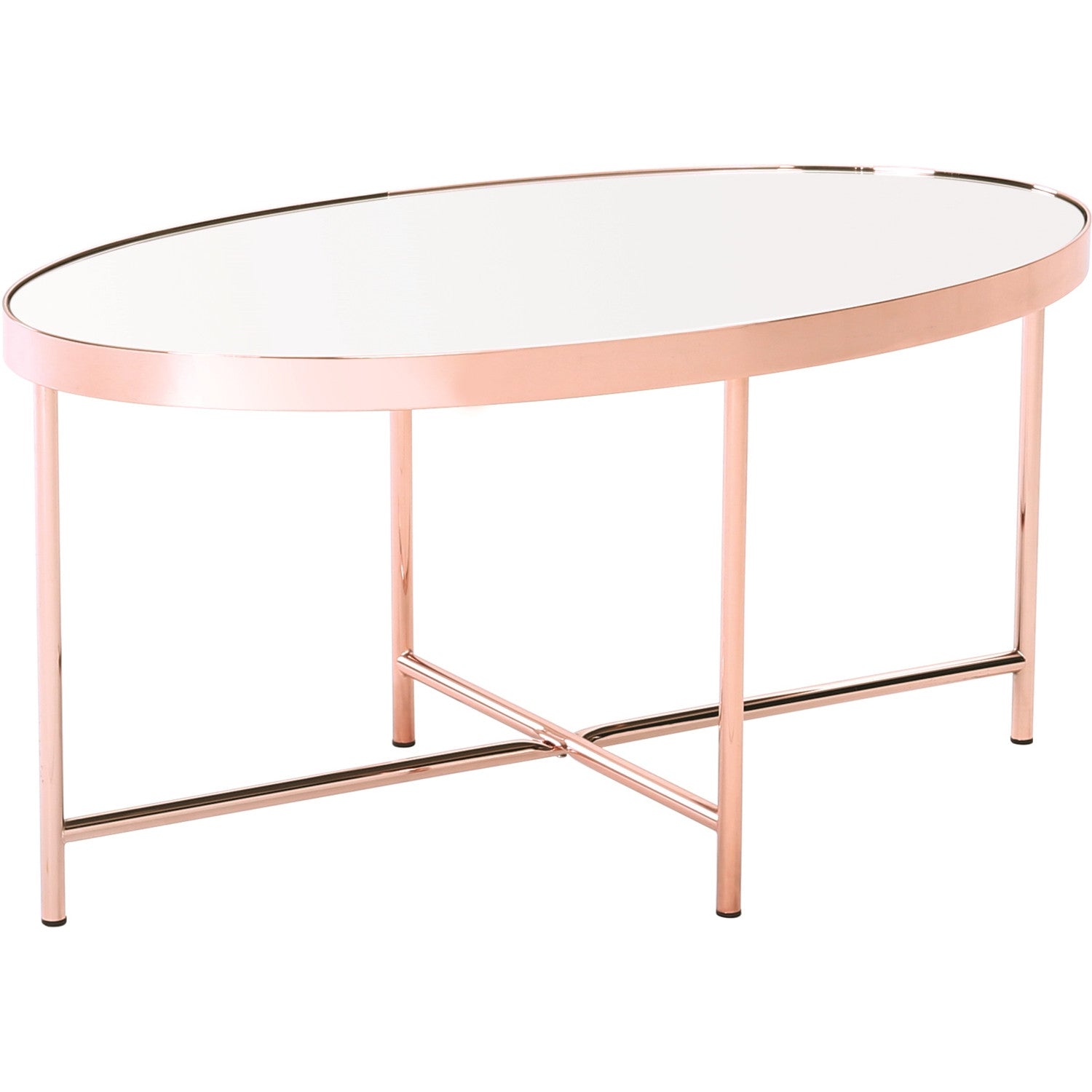 Xander oval coffee table in Copper colour frame with mirror top.