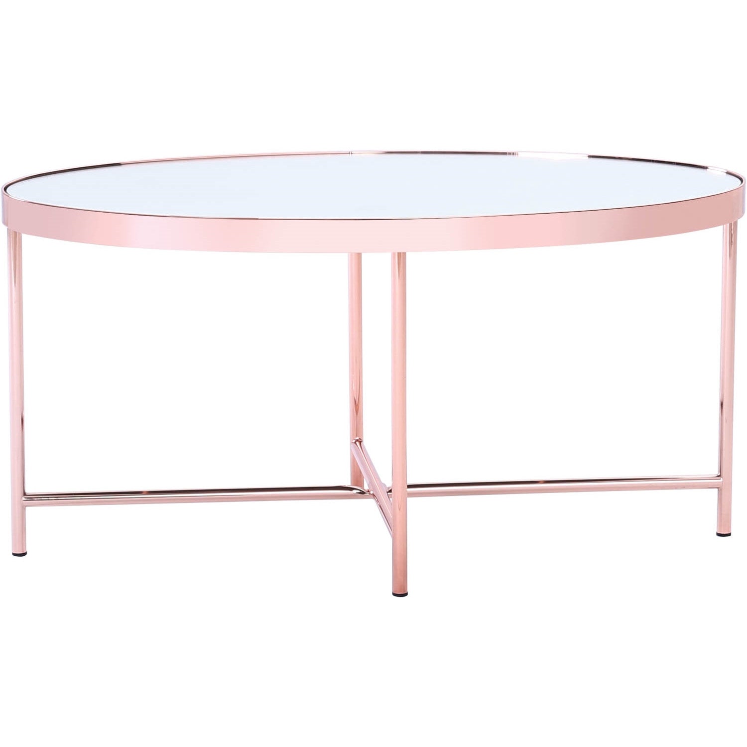 Xander oval coffee table in Copper colour frame with mirror top.