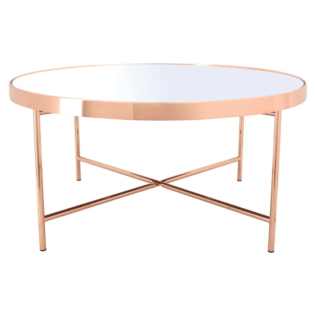 Xander big coffee table in Copper colour frame with mirror top