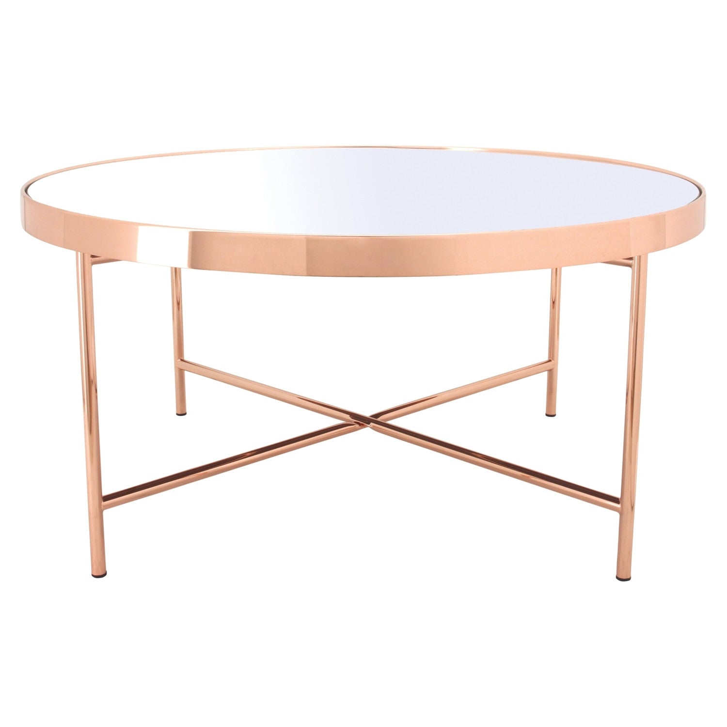 Xander big coffee table in Copper colour frame with mirror top