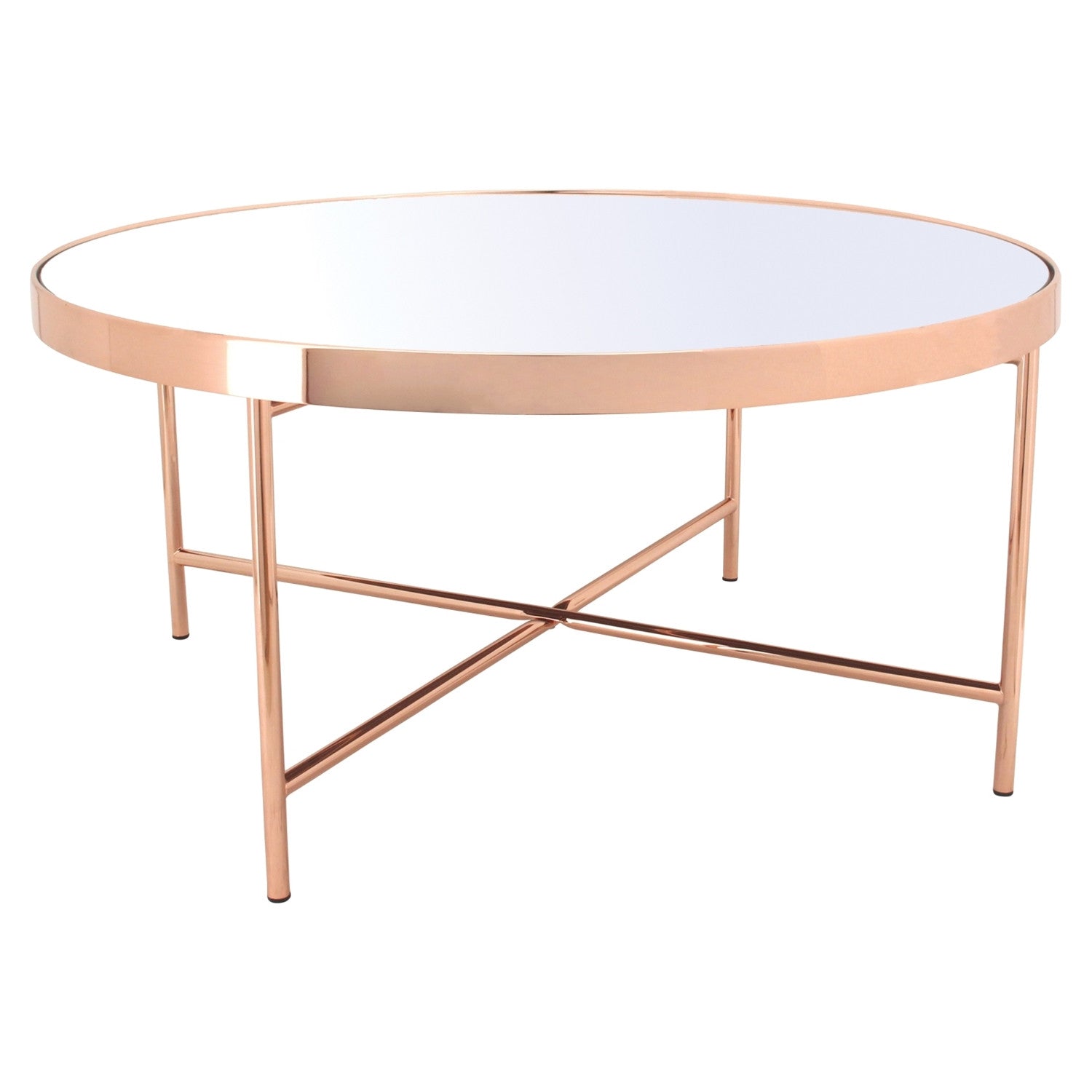 Xander big coffee table in Copper colour frame with mirror top