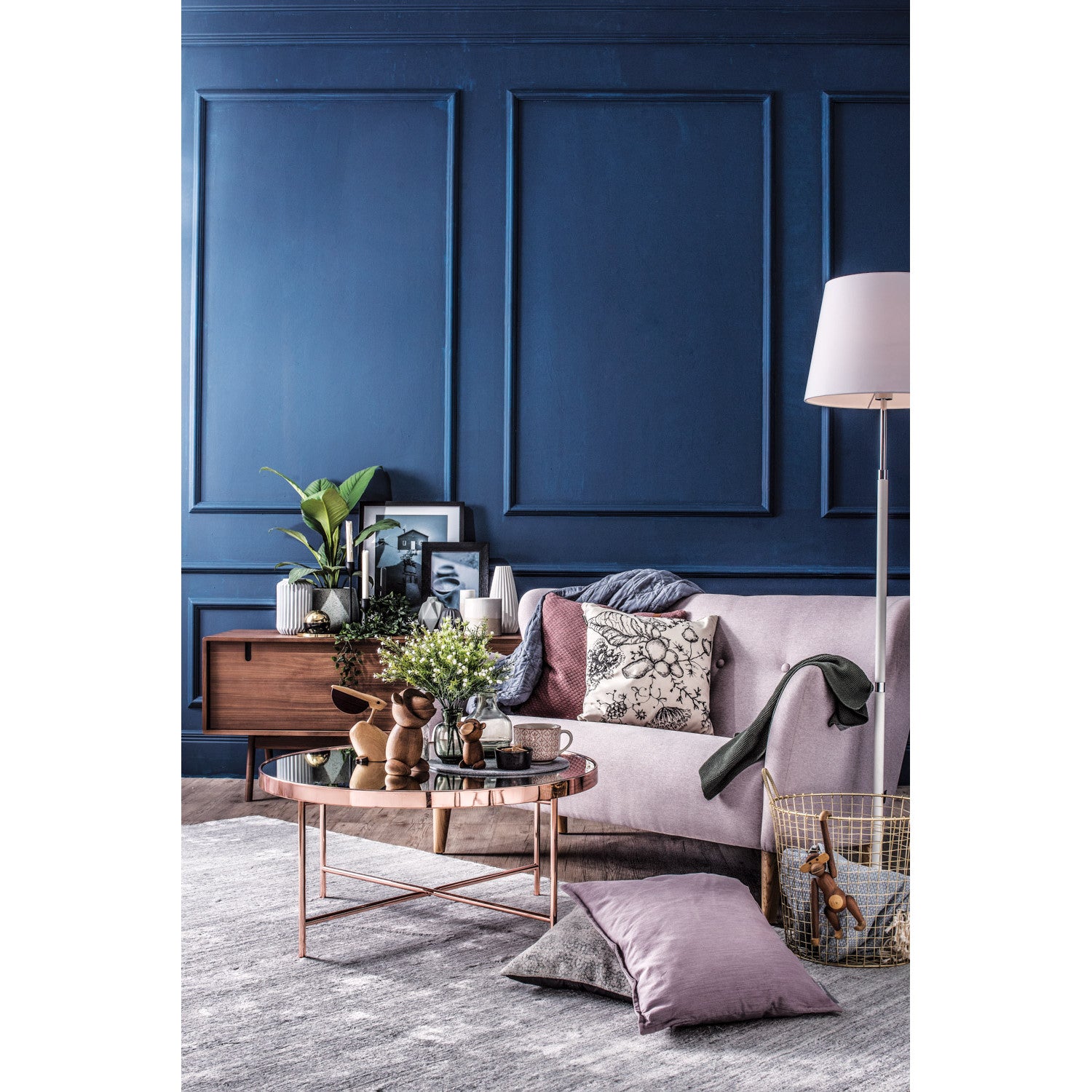 Xander big coffee table in Copper colour frame with mirror top